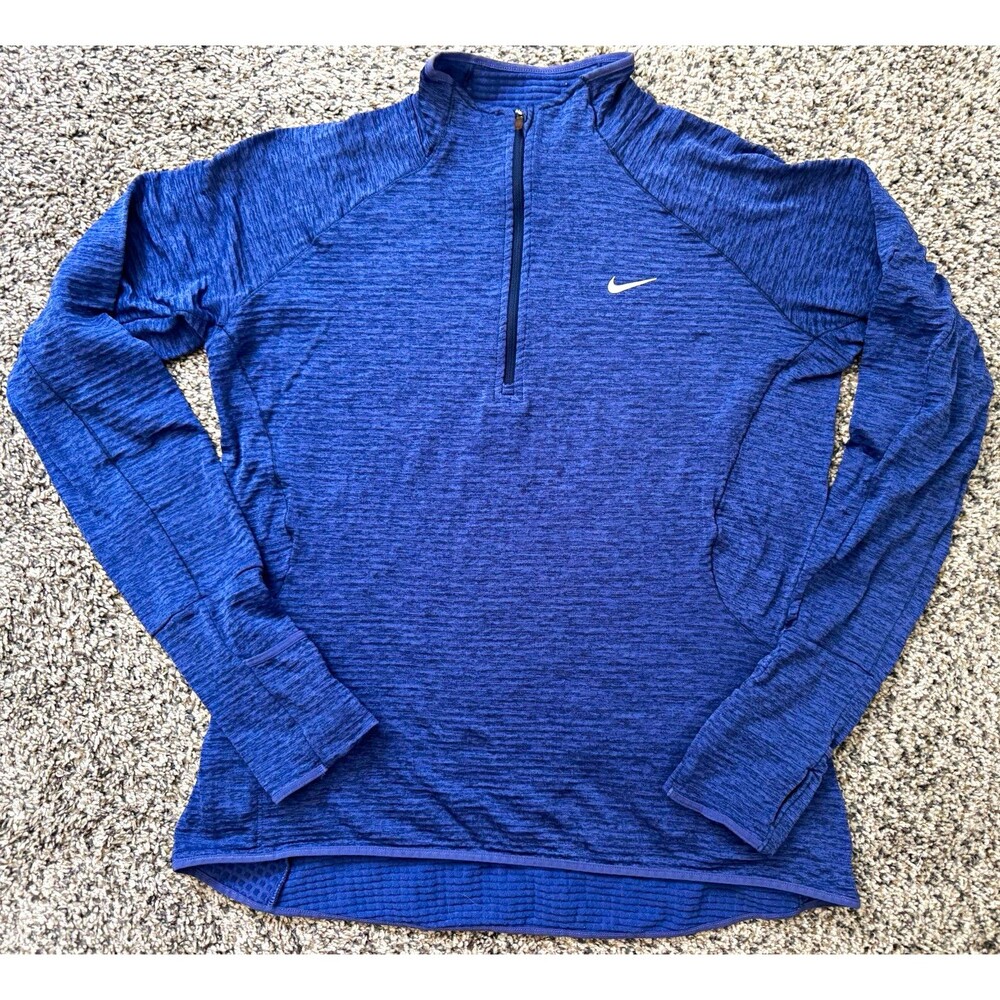 Nike Women's Therma Sphere Element 1/4 Zip Running Pullover - Blue - Size M